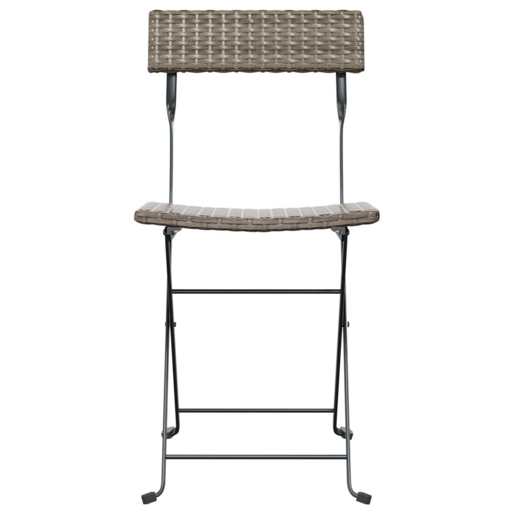 Folding Bistro Chairs 8 pcs Gray Poly Rattan and Steel. Picture 3