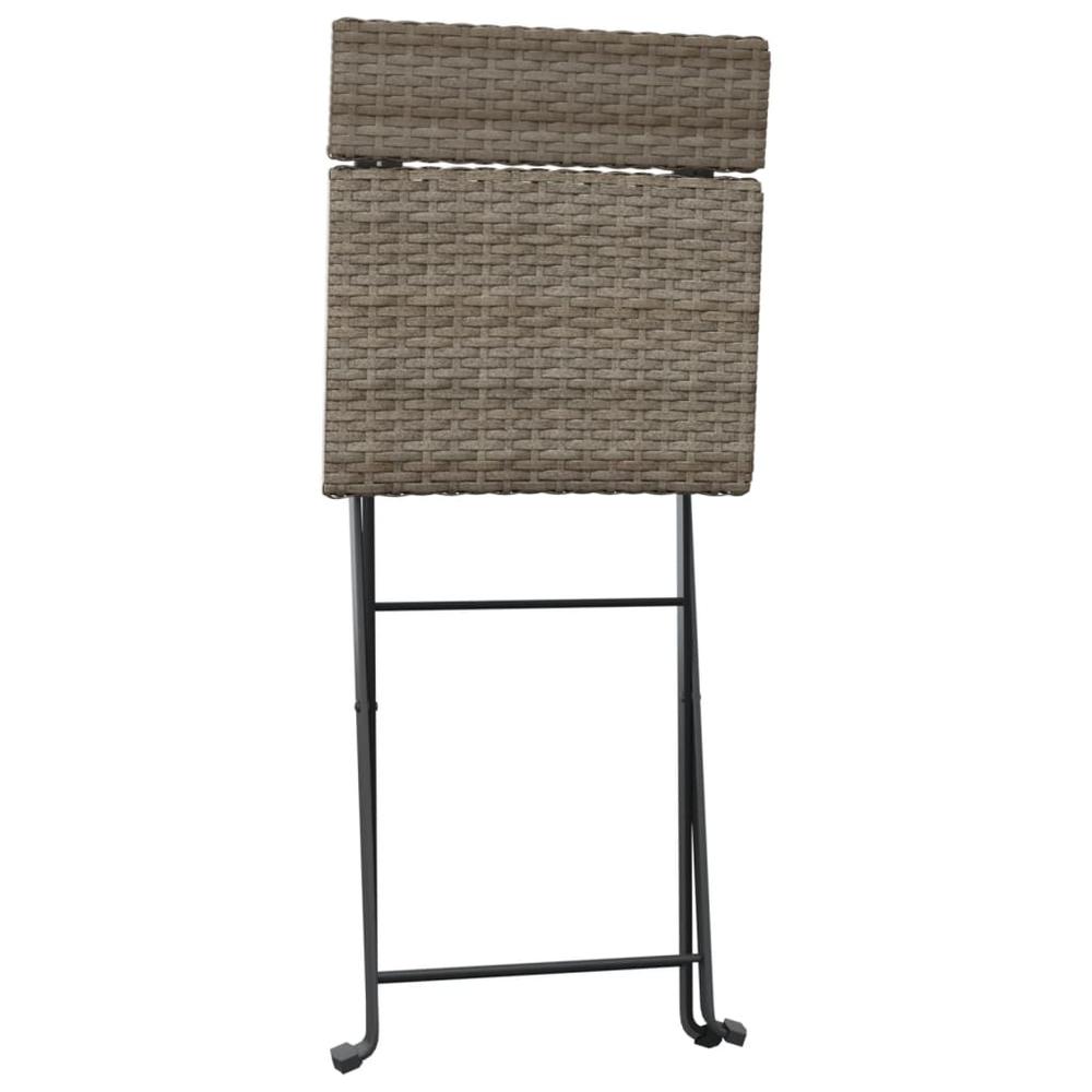 Folding Bistro Chairs 8 pcs Gray Poly Rattan and Steel. Picture 4