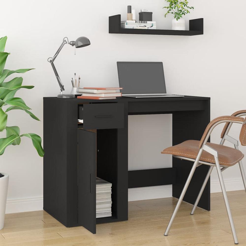 Desk Black 39.4"x19.3"x29.5" Engineered Wood. Picture 2