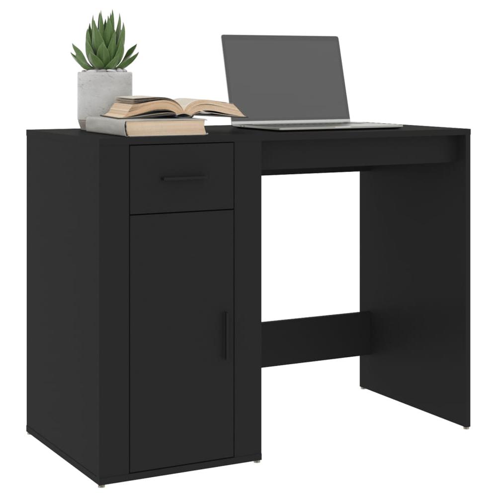 Desk Black 39.4"x19.3"x29.5" Engineered Wood. Picture 3