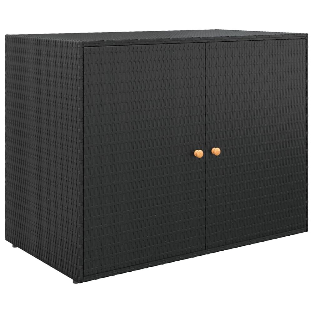 Garden Storage Cabinet Black 39.4"x21.9"x31.5" Poly Rattan. Picture 1