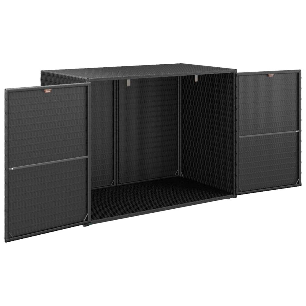 Garden Storage Cabinet Black 39.4"x21.9"x31.5" Poly Rattan. Picture 2