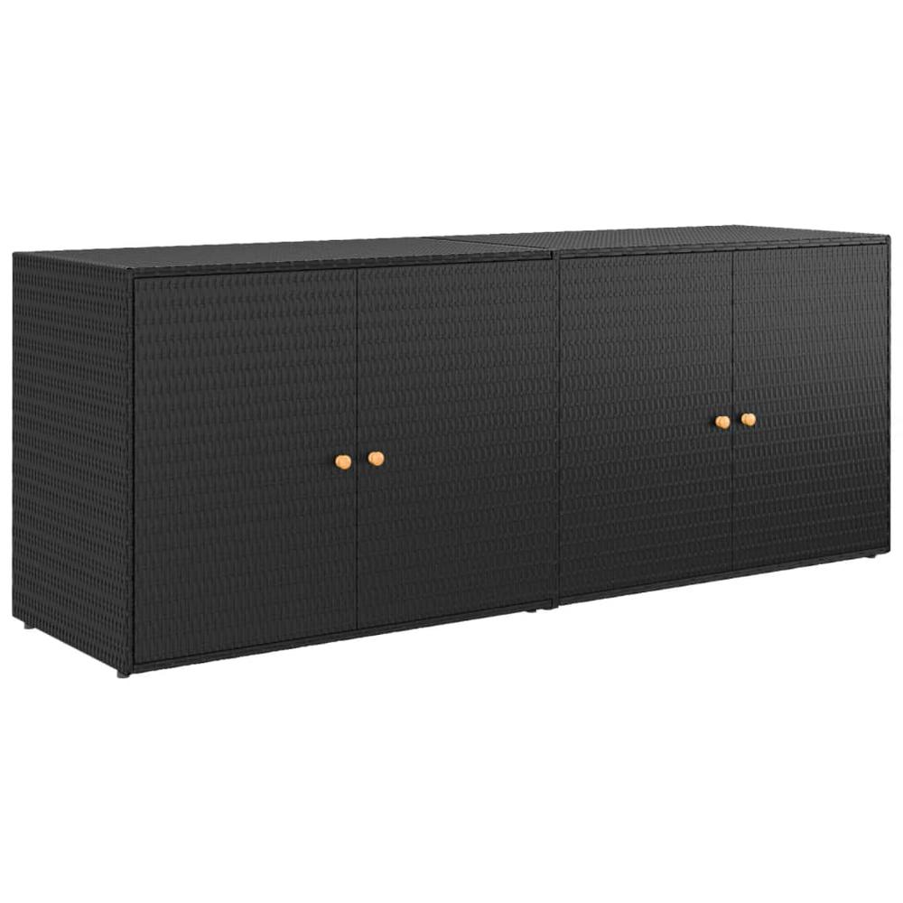 Garden Storage Cabinet Black 78"x21.9"x31.5" Poly Rattan. Picture 1