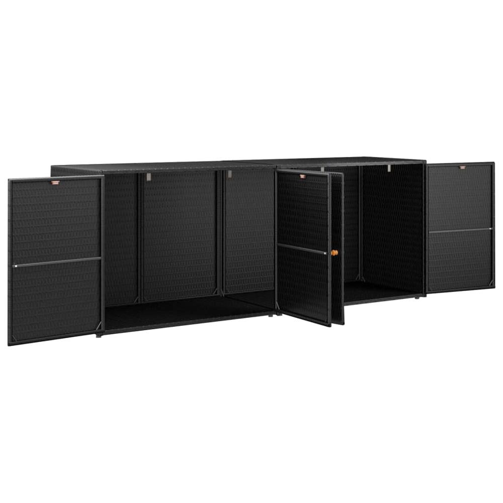 Garden Storage Cabinet Black 78"x21.9"x31.5" Poly Rattan. Picture 2