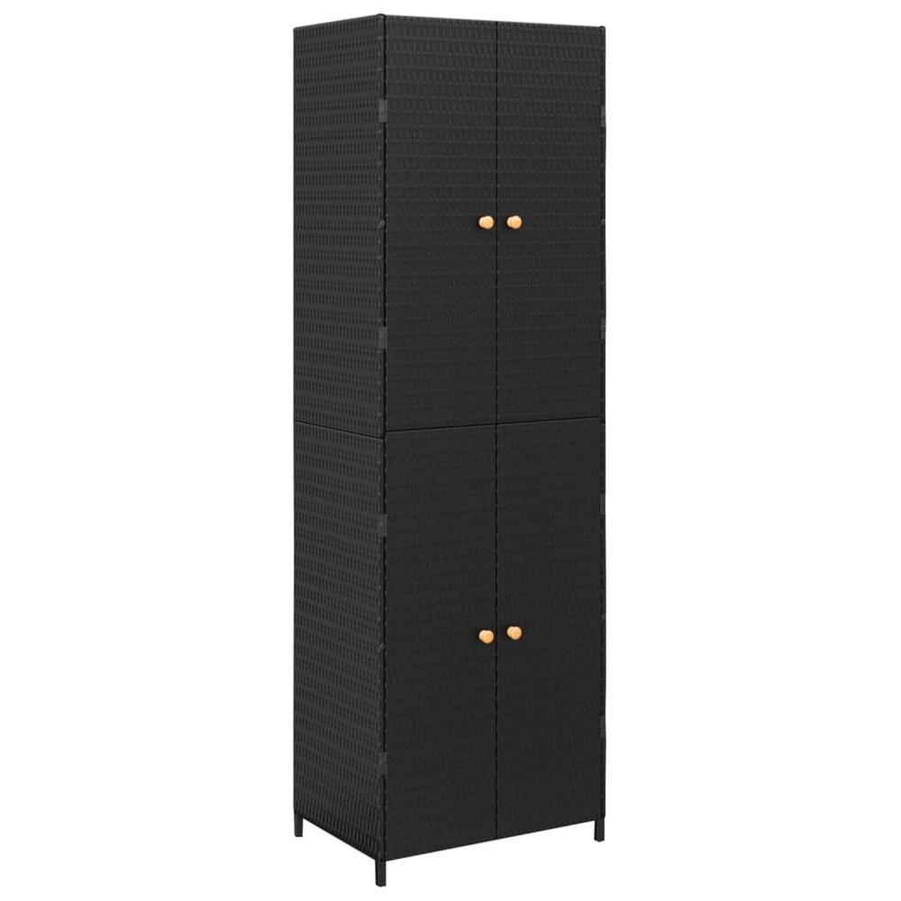 Garden Storage Cabinet Black 23.2"x15.7"x70.9" Poly Rattan. Picture 1