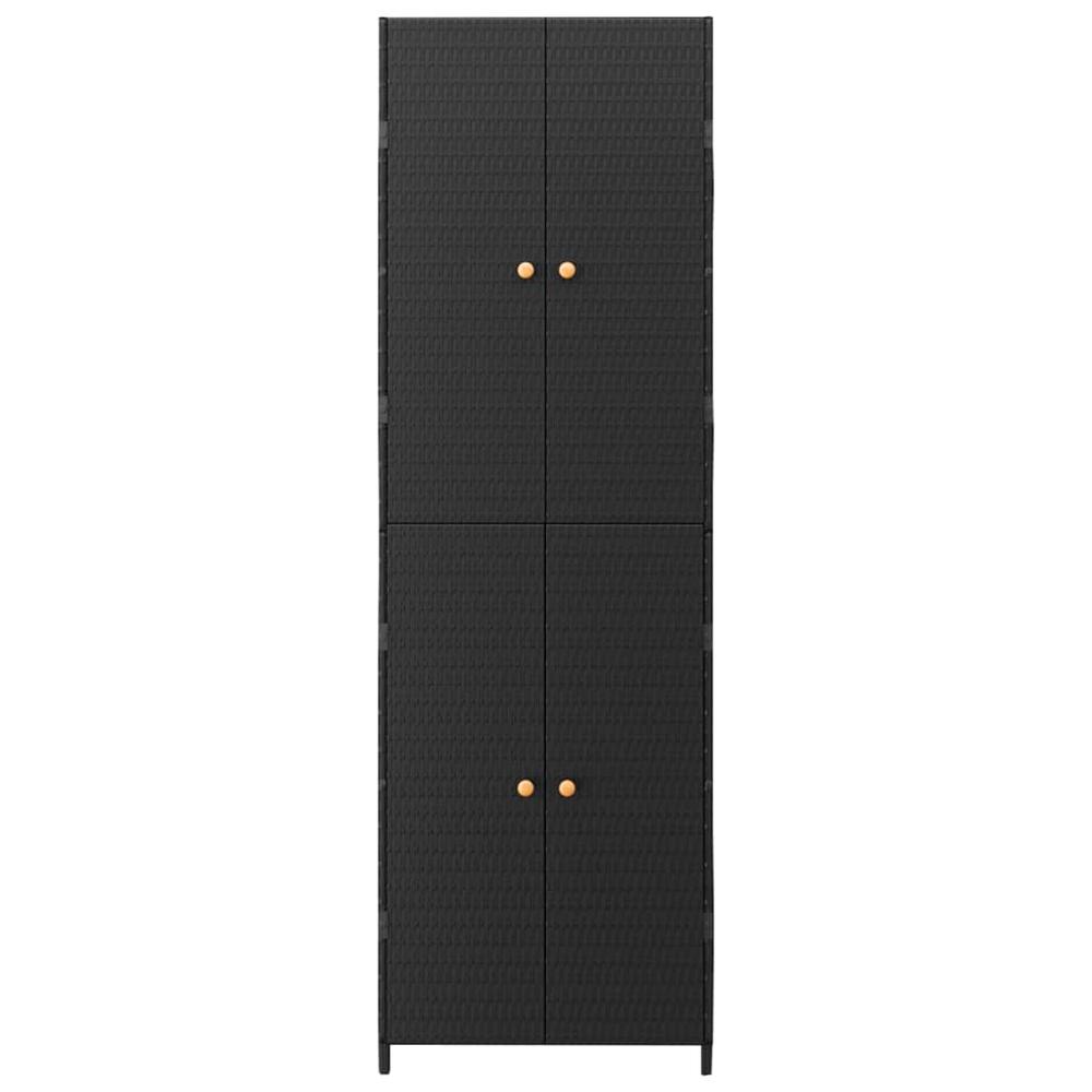Garden Storage Cabinet Black 23.2"x15.7"x70.9" Poly Rattan. Picture 3