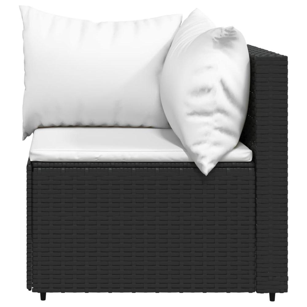 Patio Corner Sofa with Cushions Black Poly Rattan. Picture 2