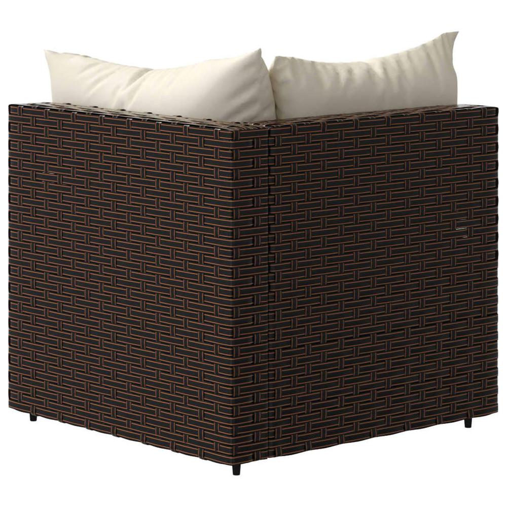 Patio Corner Sofa with Cushions Brown Poly Rattan. Picture 4