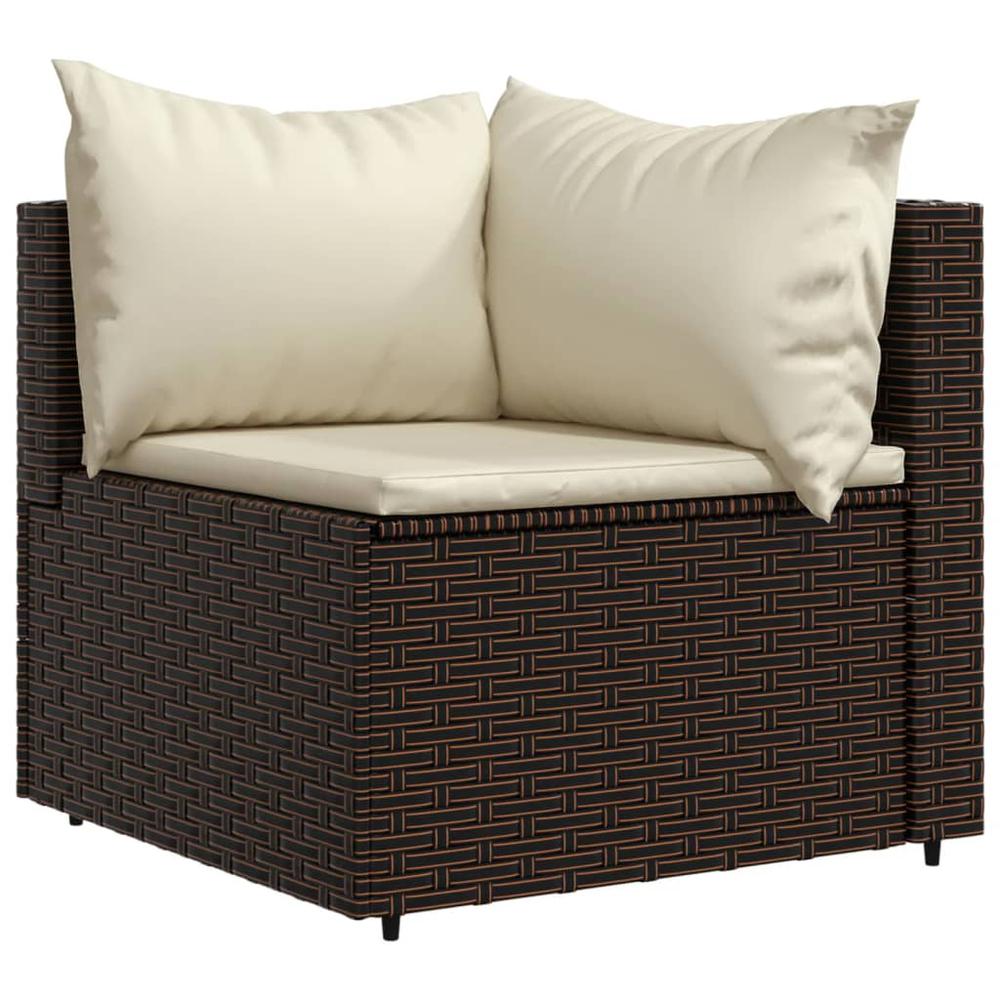 4 Piece Patio Lounge Set with Cushions Brown Poly Rattan. Picture 3