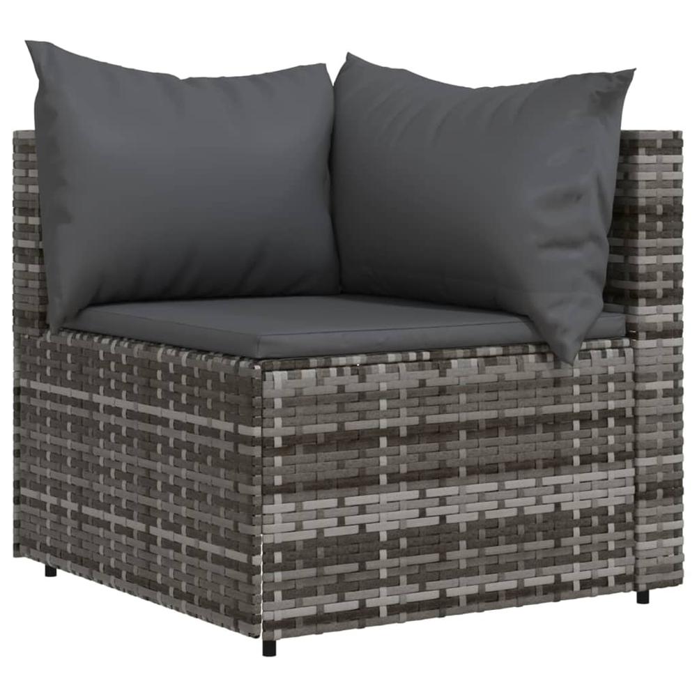 Patio Corner Sofa with Cushions Gray Poly Rattan. Picture 1