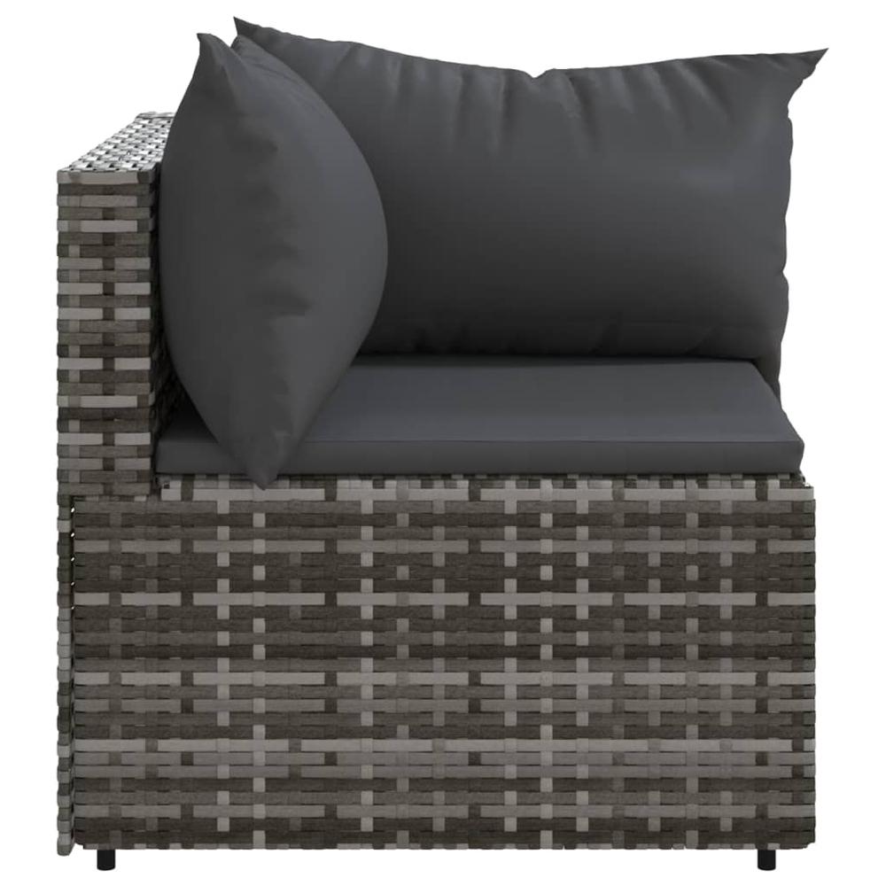 Patio Corner Sofa with Cushions Gray Poly Rattan. Picture 2