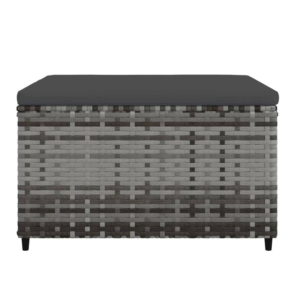 Patio Footrests with Cushions 2 pcs Gray Poly Rattan. Picture 3