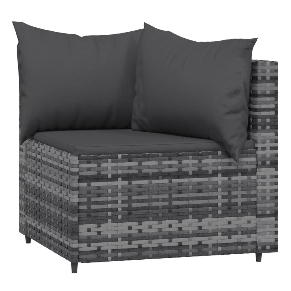 Patio Corner Sofas with Cushions 2 pcs Gray Poly Rattan. Picture 3