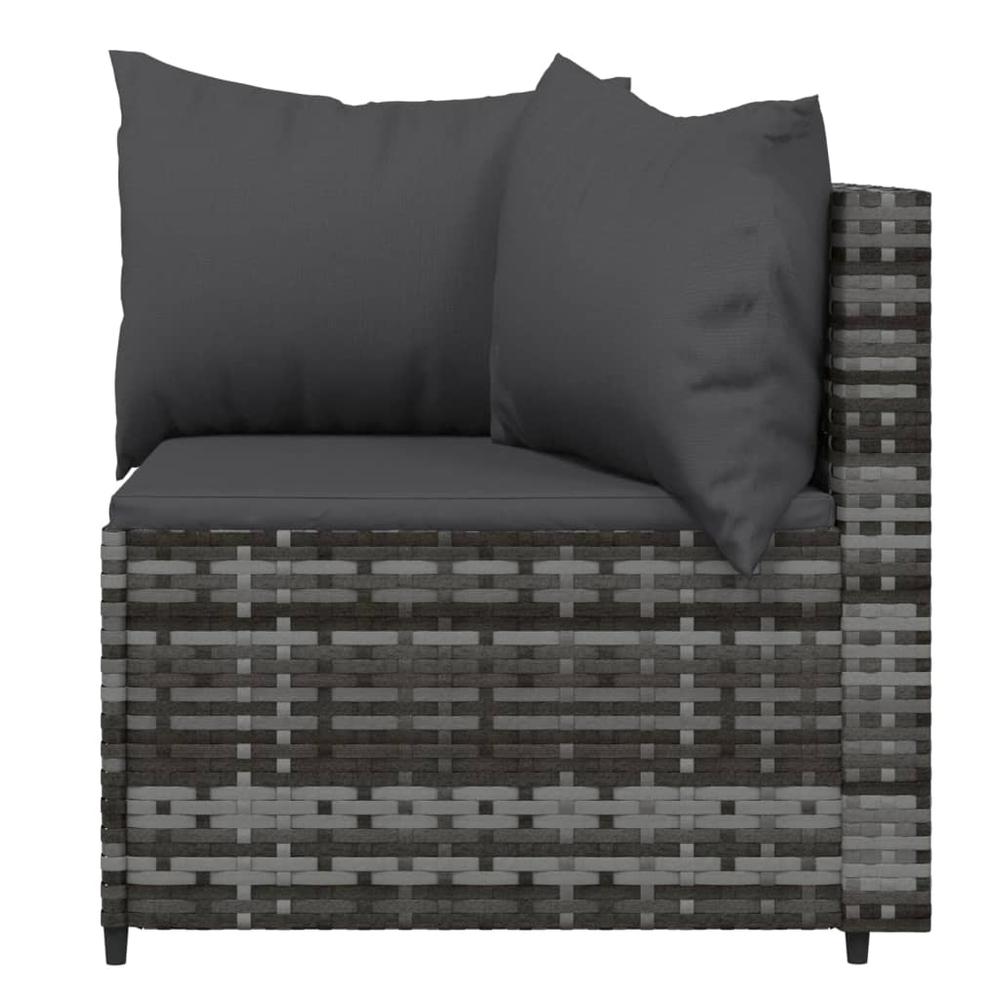 Patio Corner Sofas with Cushions 2 pcs Gray Poly Rattan. Picture 4