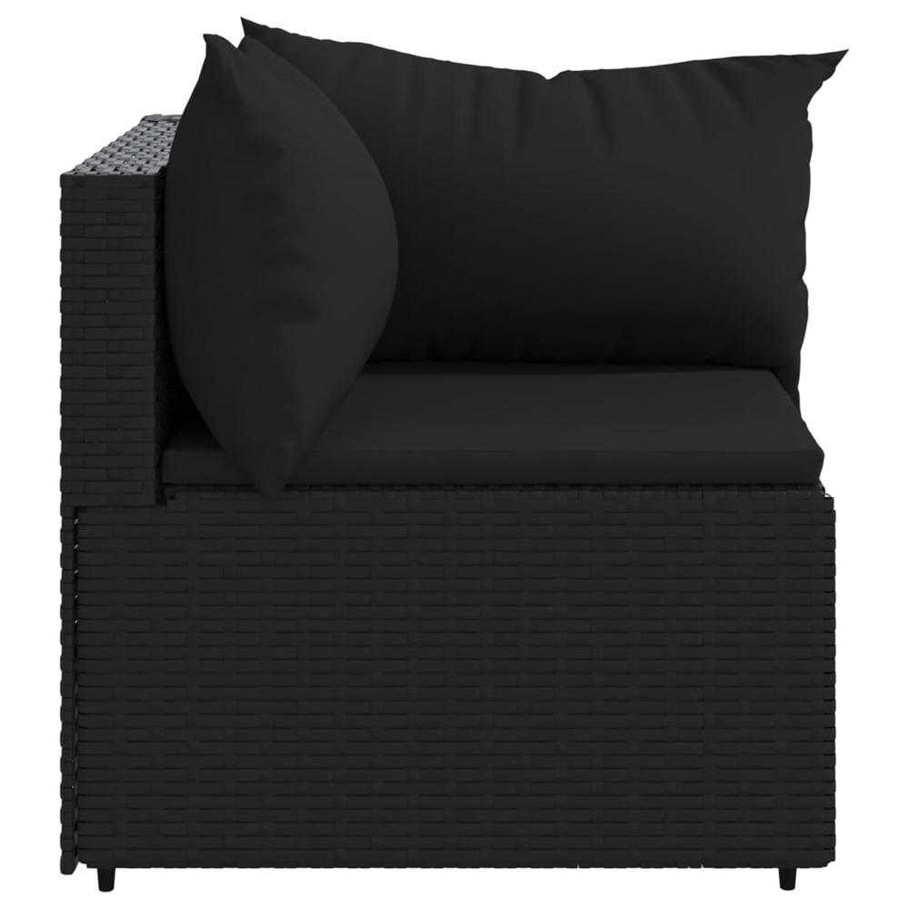 Patio Corner Sofa with Cushions Black Poly Rattan. Picture 2