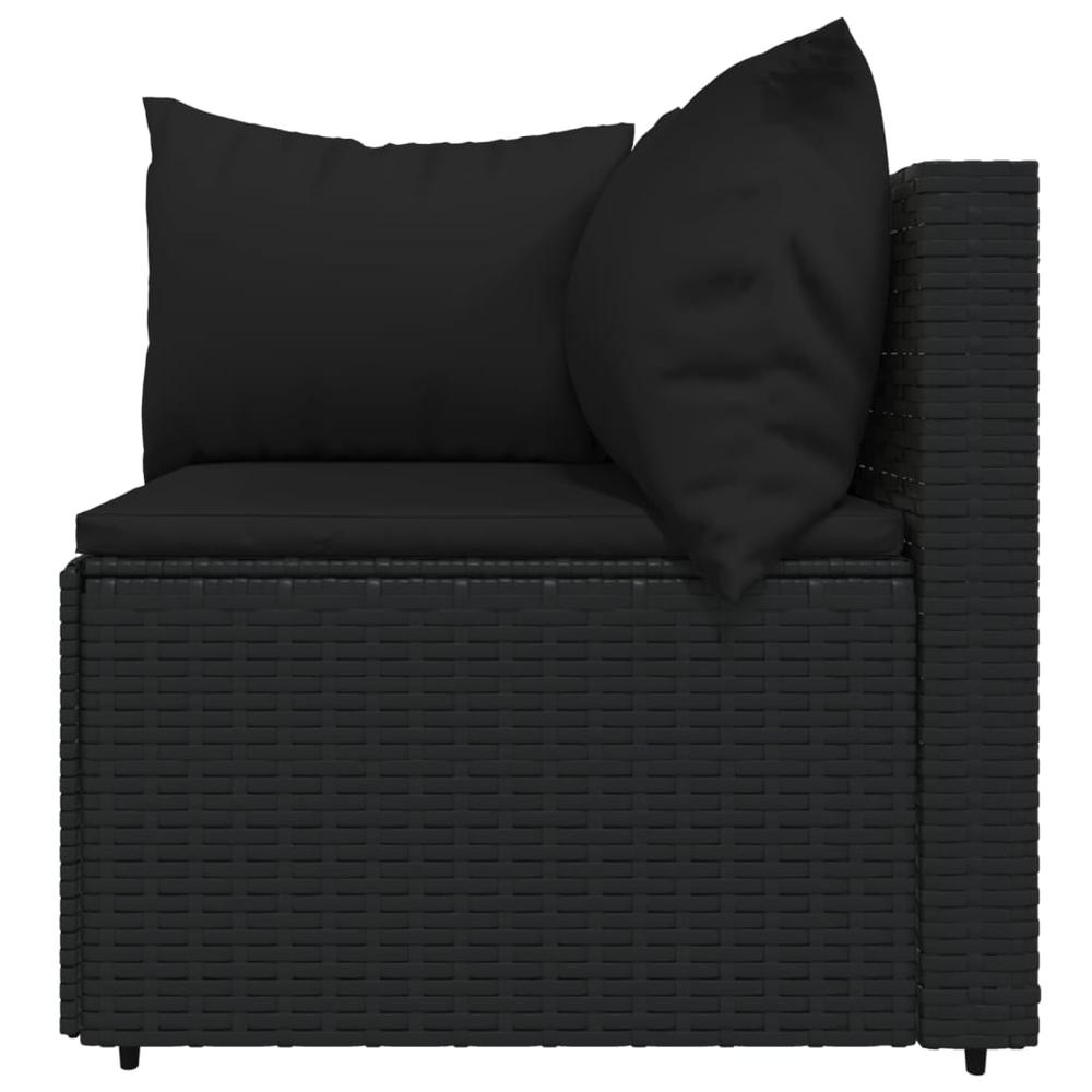 3 Piece Patio Lounge Set with Cushions Black Poly Rattan. Picture 4