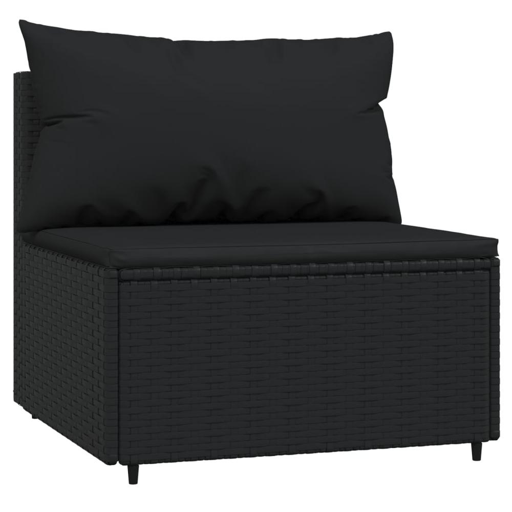 3 Piece Patio Lounge Set with Cushions Black Poly Rattan. Picture 5