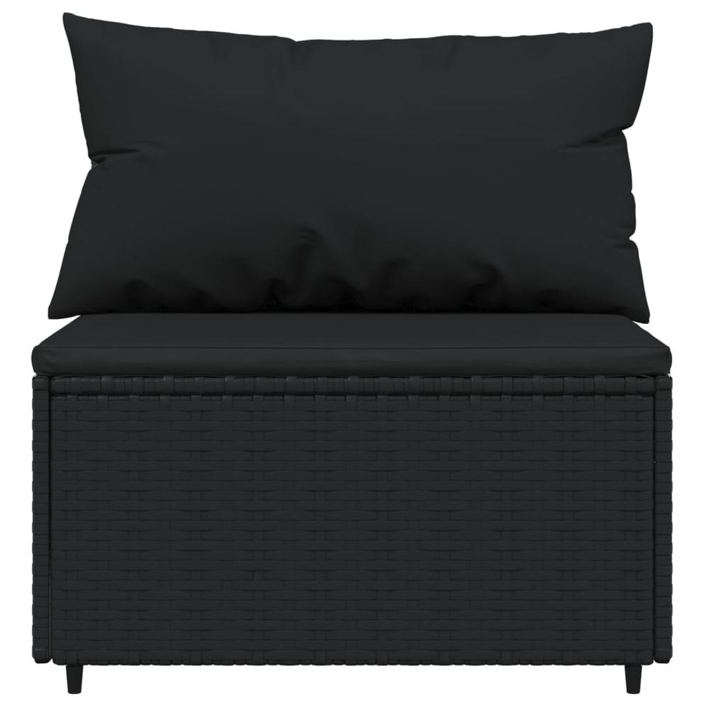 3 Piece Patio Lounge Set with Cushions Black Poly Rattan. Picture 6