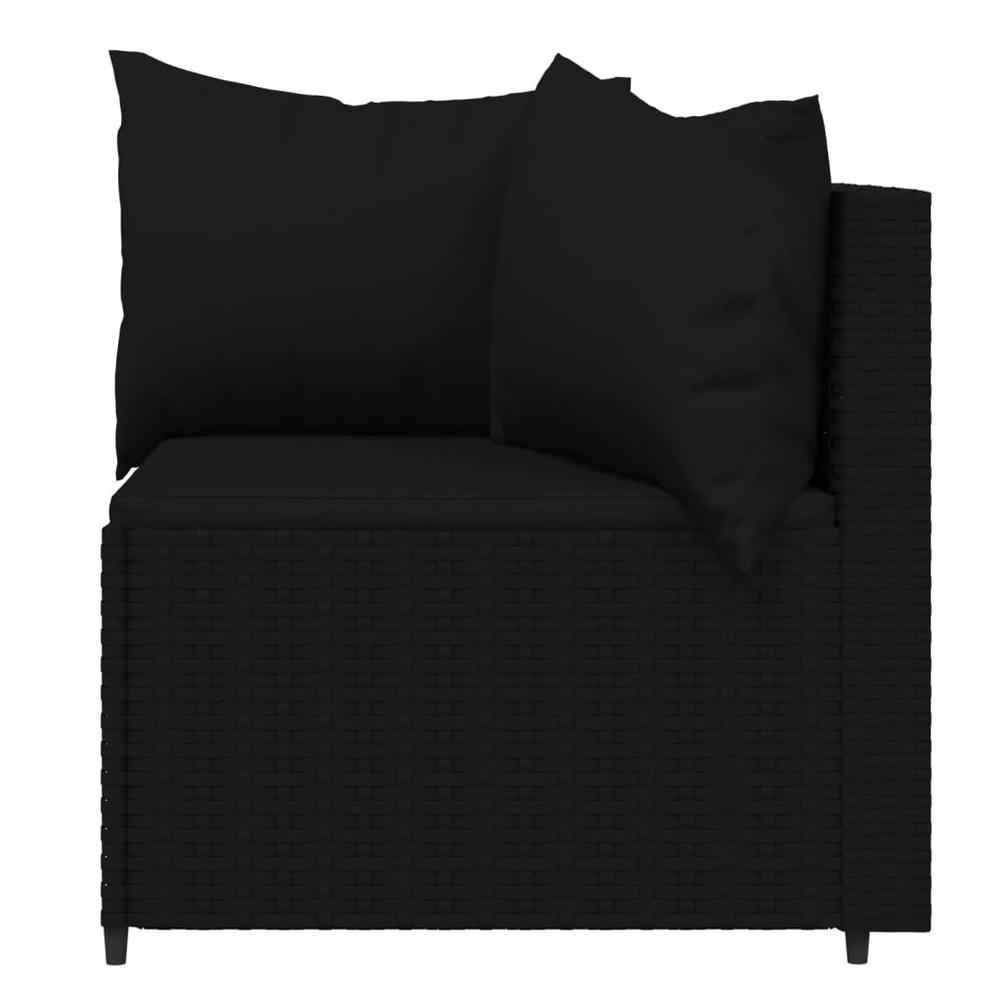 4 Piece Patio Lounge Set with Cushions Black Poly Rattan. Picture 4
