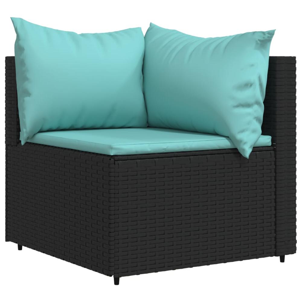 Patio Corner Sofas with Cushions 2 pcs Black Poly Rattan. Picture 2