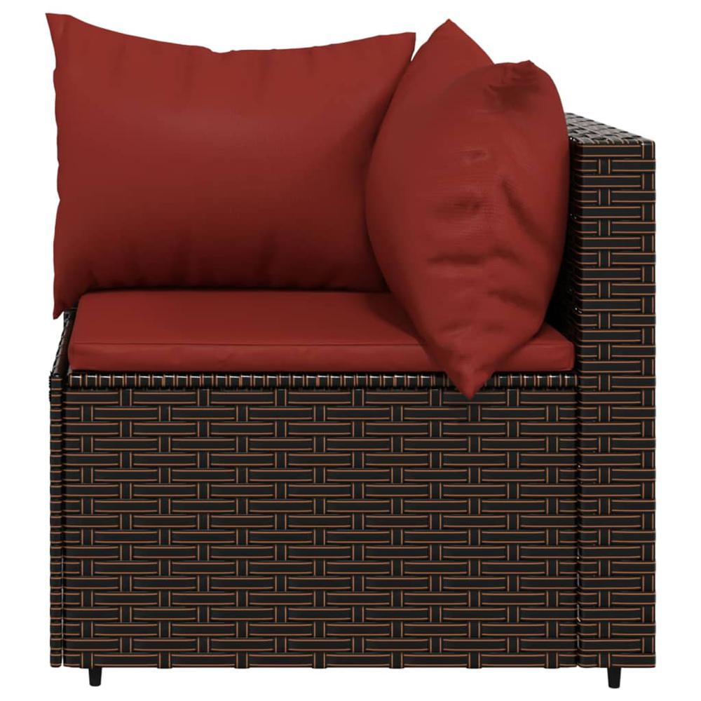4 Piece Patio Lounge Set with Cushions Brown Poly Rattan. Picture 4