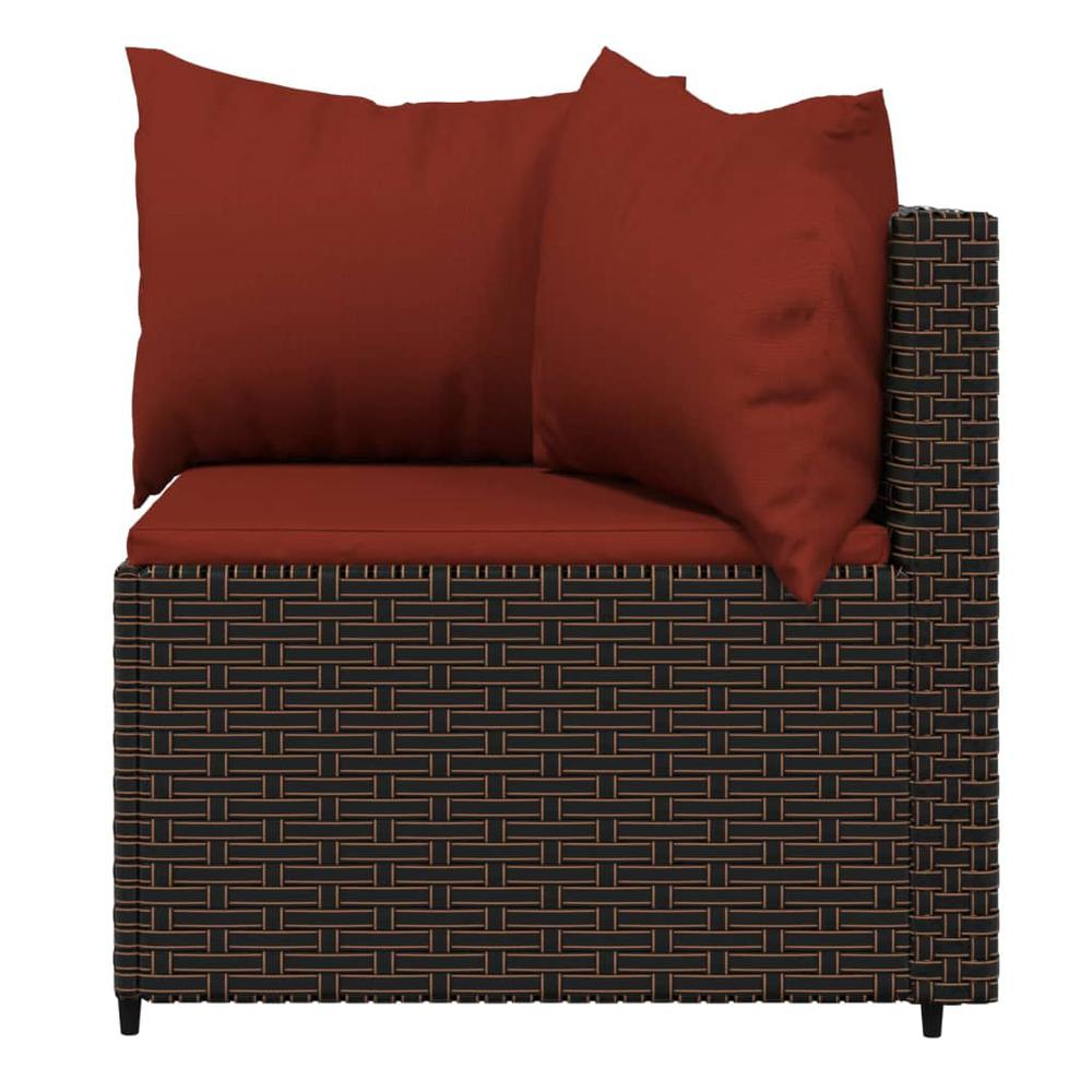 3 Piece Patio Lounge Set with Cushions Brown Poly Rattan. Picture 4