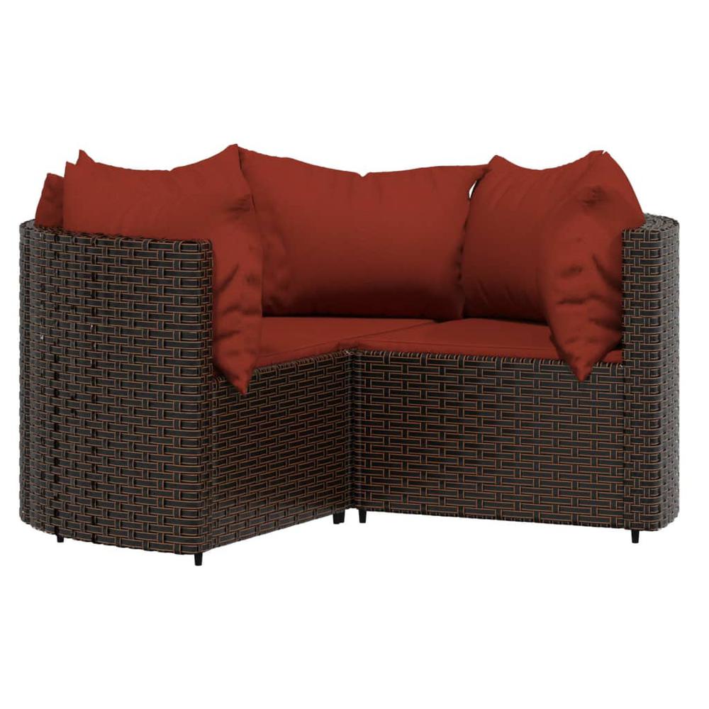 4 Piece Patio Lounge Set with Cushions Brown Poly Rattan. Picture 2