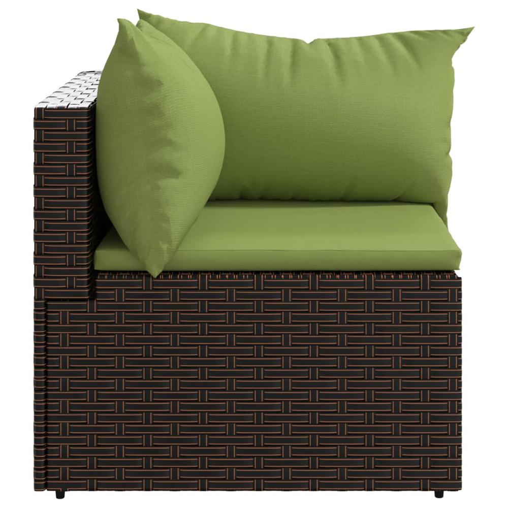 Patio Corner Sofa with Cushions Brown Poly Rattan. Picture 2