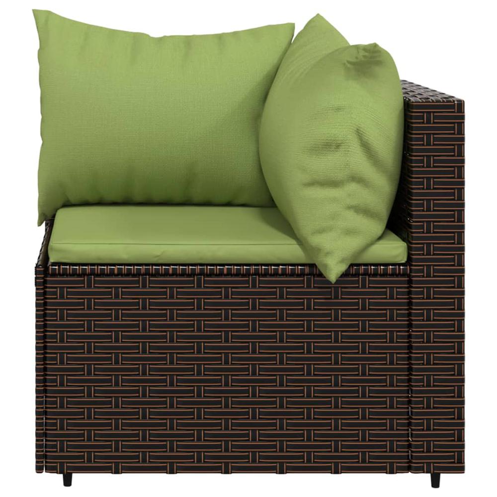 Patio Corner Sofas with Cushions 2 pcs Brown Poly Rattan. Picture 4