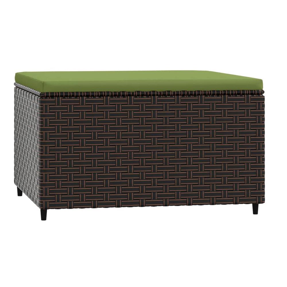 Patio Footrest with Cushion Brown Poly Rattan. Picture 1