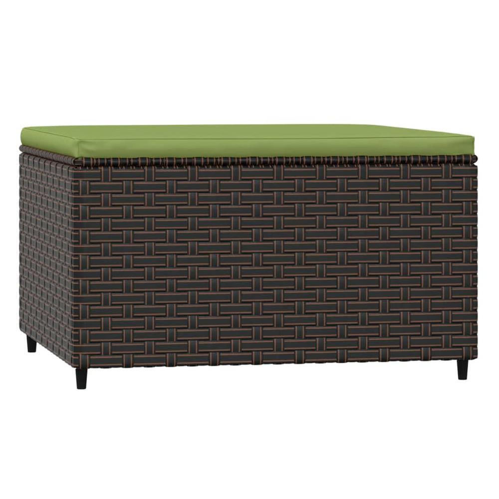 Patio Footrest with Cushion Brown Poly Rattan. Picture 4