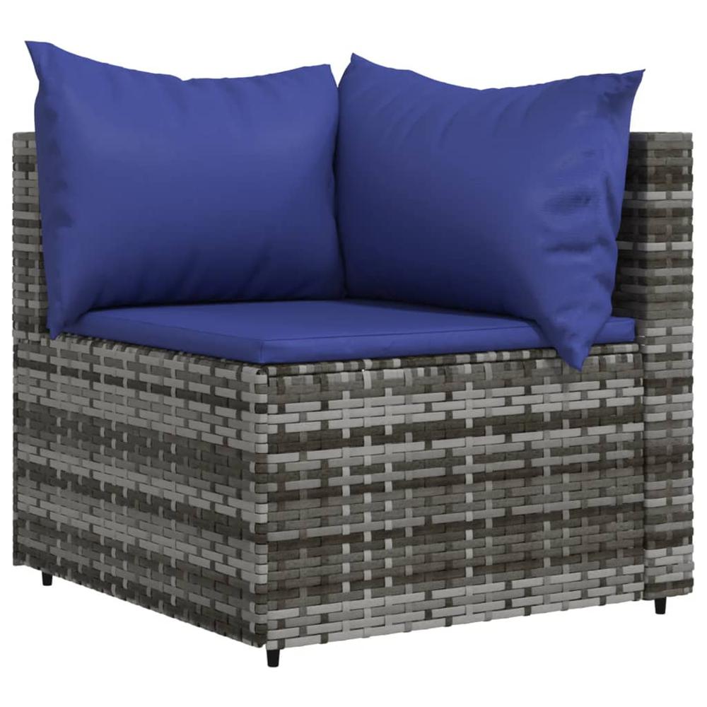 Patio Corner Sofa with Cushions Gray Poly Rattan. Picture 1