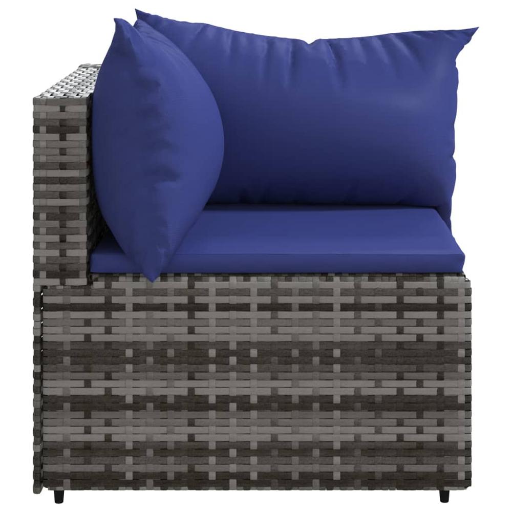 Patio Corner Sofa with Cushions Gray Poly Rattan. Picture 3