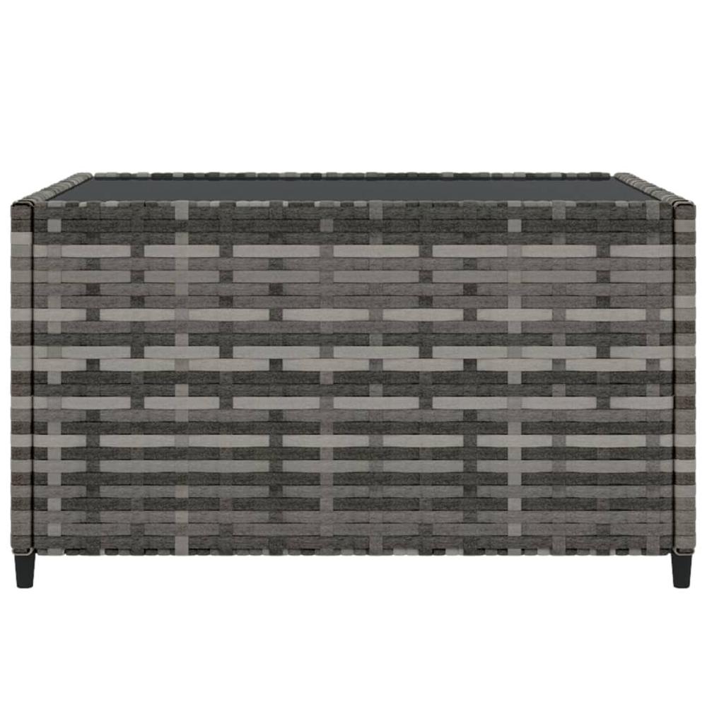 Square Patio Coffee Table Gray 19.7"x19.7"x11.8" Poly Rattan. Picture 2