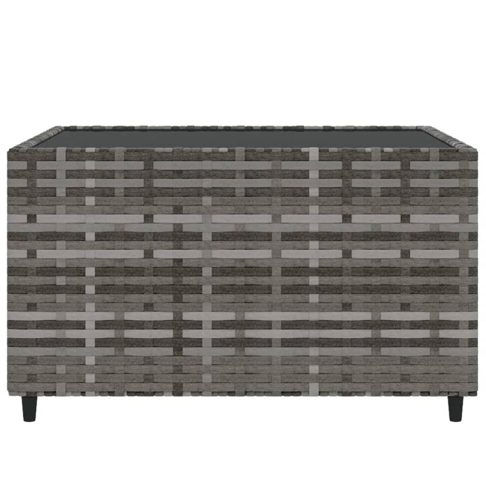 Square Patio Coffee Table Gray 19.7"x19.7"x11.8" Poly Rattan. Picture 3