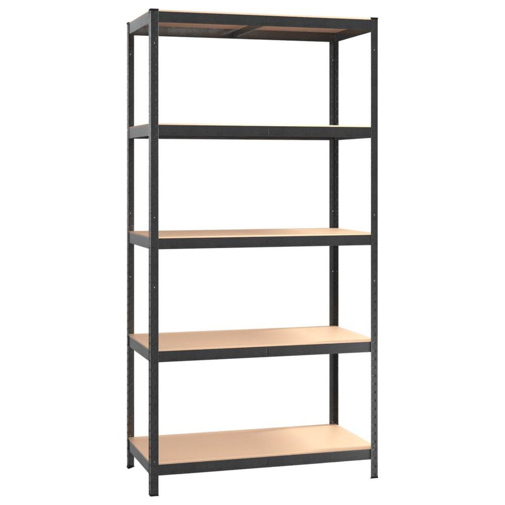 5-Layer Heavy-duty Shelves 2 pcs Gray Steel&Engineered Wood. Picture 3
