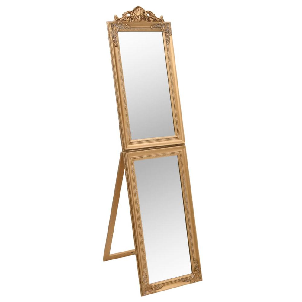 Free-Standing Mirror Gold 17.7"x70.9". Picture 1