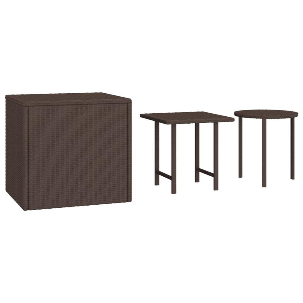 Side Tables 3 pcs Brown Poly Rattan. Picture 1