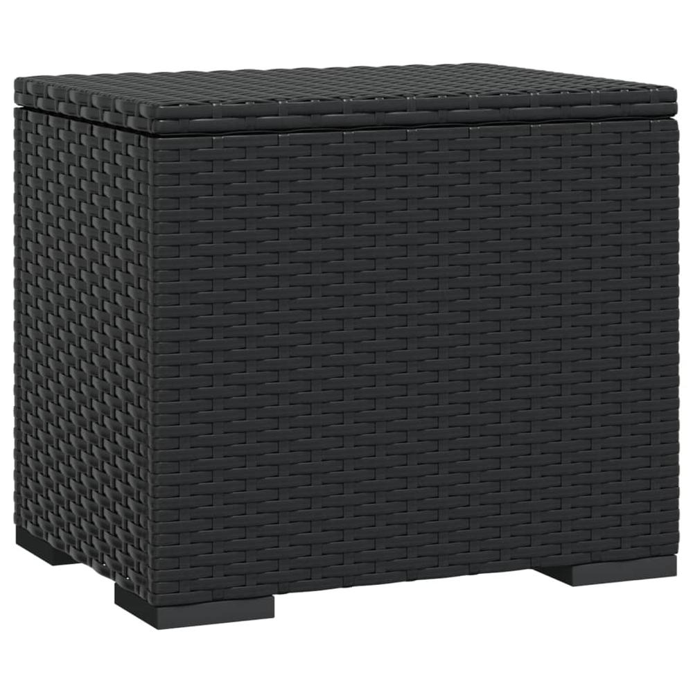 Ottoman with Cushion Black 15.7"x11.8"x15.7" Poly Rattan. Picture 4