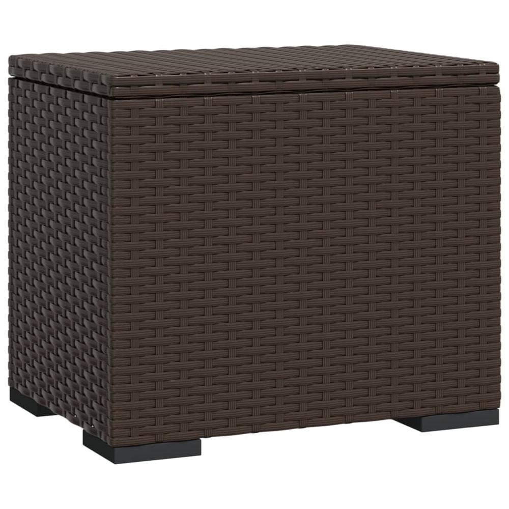 Ottoman with Cushion Brown 15.7"x11.8"x15.7" Poly Rattan. Picture 4