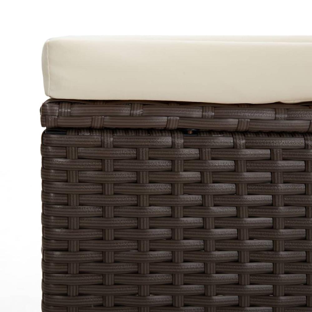 Ottoman with Cushion Brown 15.7"x11.8"x15.7" Poly Rattan. Picture 6