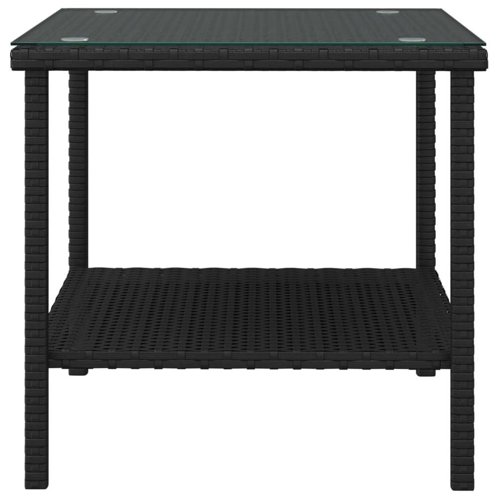 Side Table Black 17.7"x17.7"x17.7" Poly Rattan and Tempered Glass. Picture 2