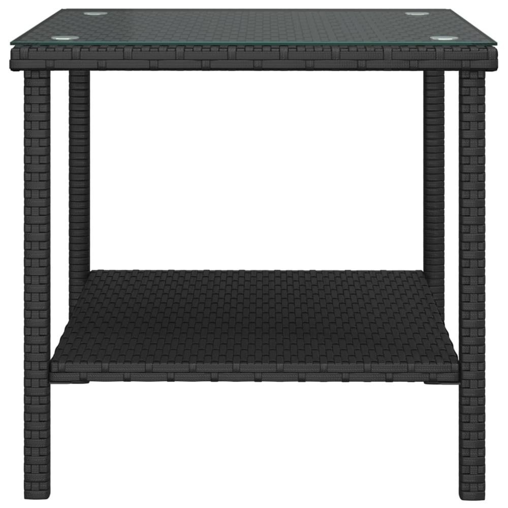 Side Table Black 17.7"x17.7"x17.7" Poly Rattan and Tempered Glass. Picture 3