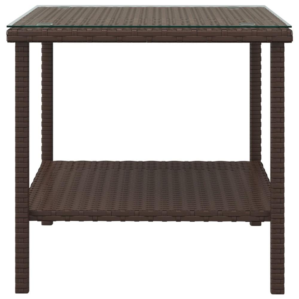 Side Table Brown 17.7"x17.7"x17.7" Poly Rattan and Tempered Glass. Picture 2