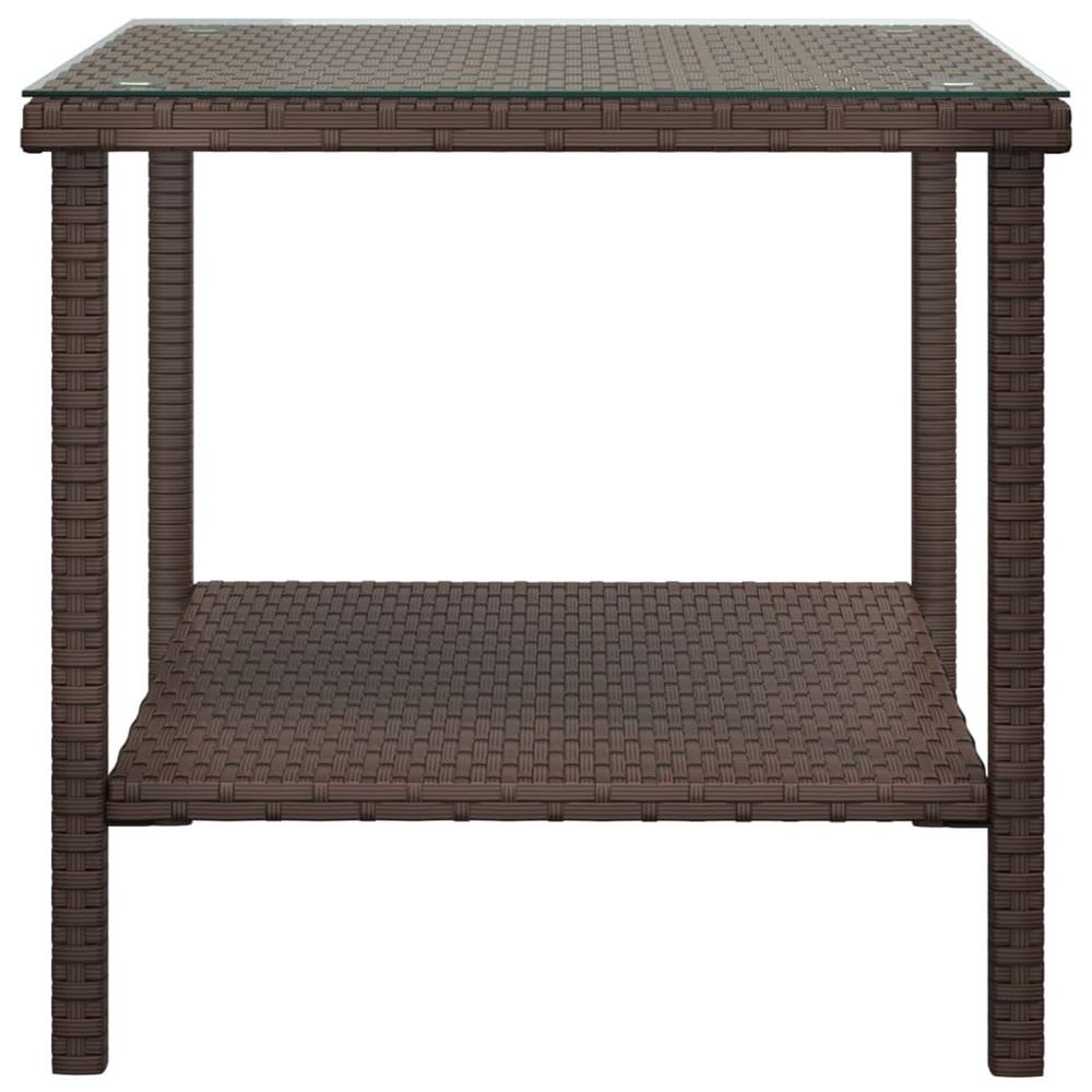 Side Table Brown 17.7"x17.7"x17.7" Poly Rattan and Tempered Glass. Picture 3