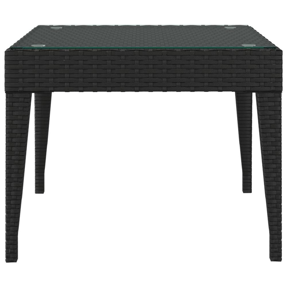 Side Table Black 19.7"x19.7"x15" Poly Rattan and Tempered Glass. Picture 2