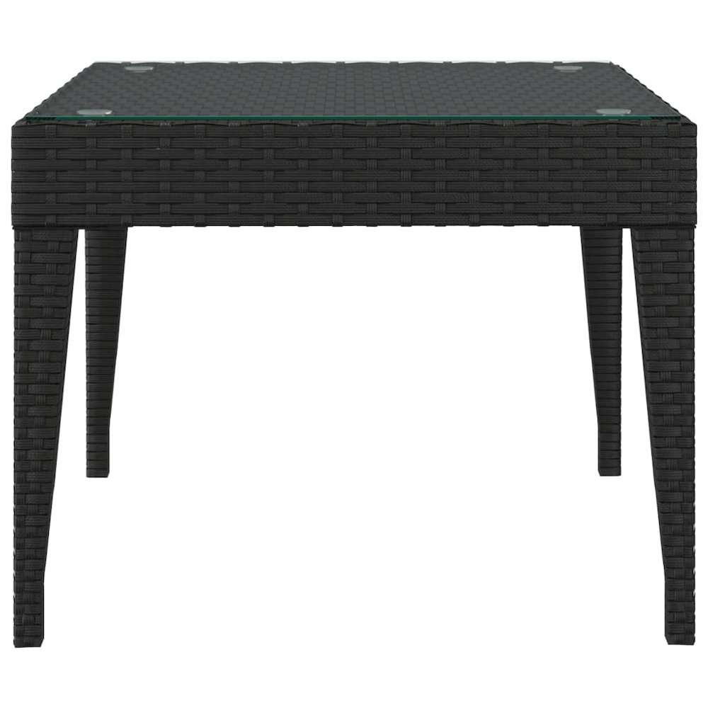 Side Table Black 19.7"x19.7"x15" Poly Rattan and Tempered Glass. Picture 3