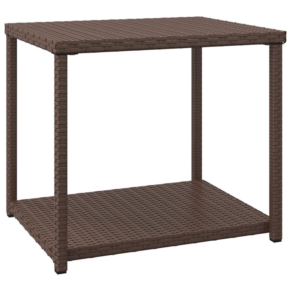 Side Table Brown 21.7"x17.7"x19.3" Poly Rattan. Picture 1
