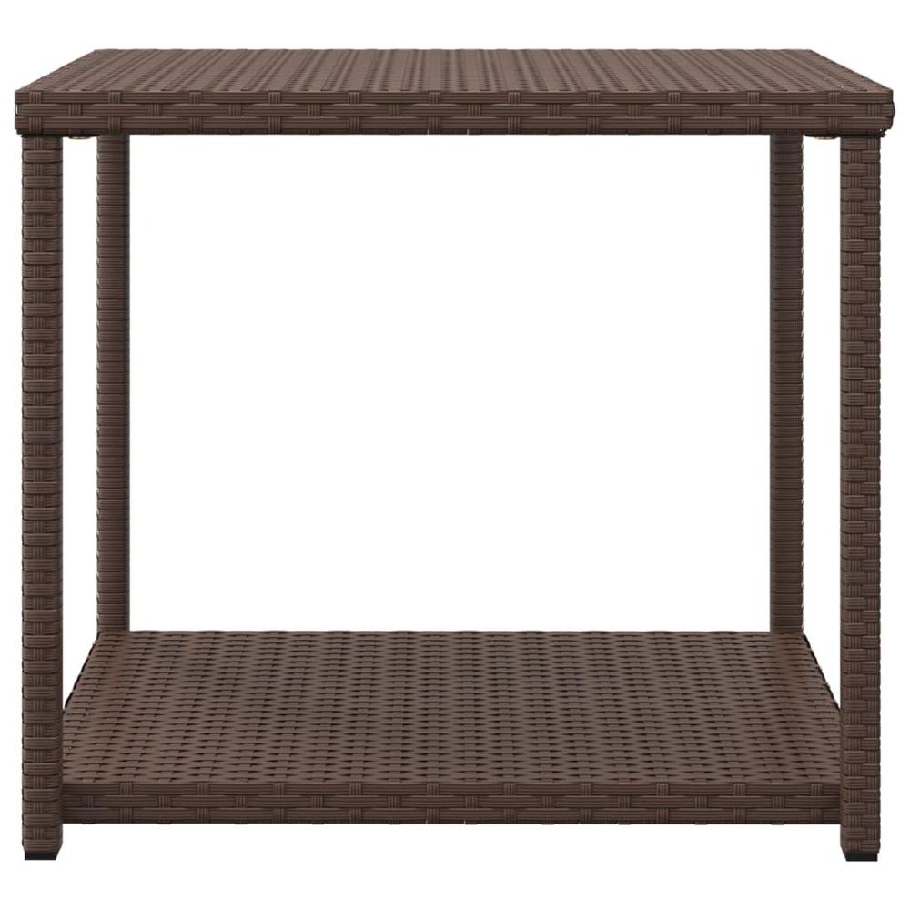 Side Table Brown 21.7"x17.7"x19.3" Poly Rattan. Picture 2