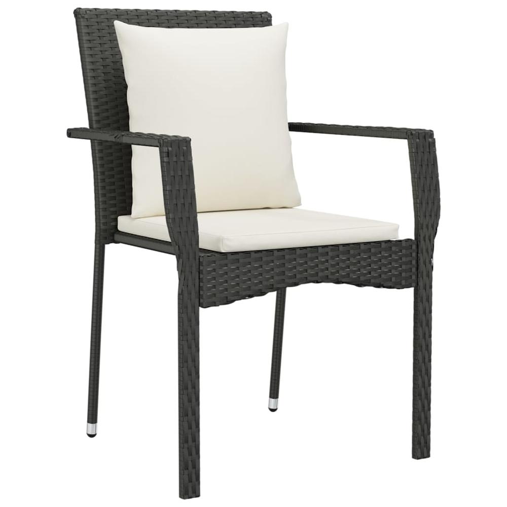 Patio Chairs with Cushions 2 pcs Poly Rattan Black. Picture 2